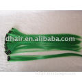 green synthetic hair clip extension